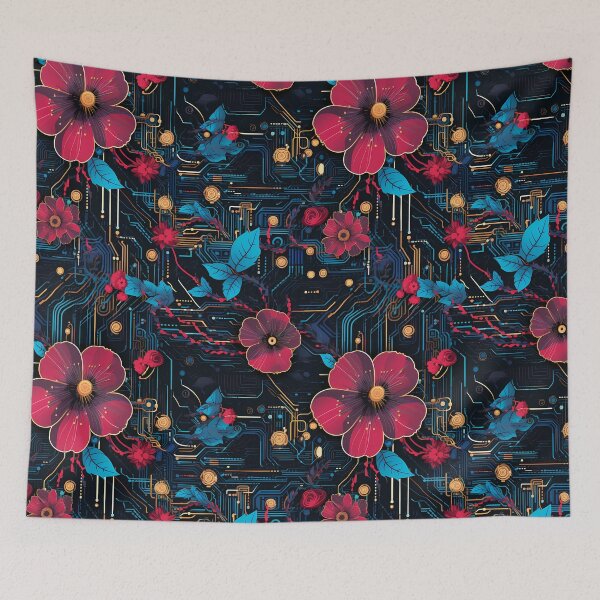 Item preview, Cyberpunk Flowers and Circuitry Pattern designed and sold by SchorlCraft.