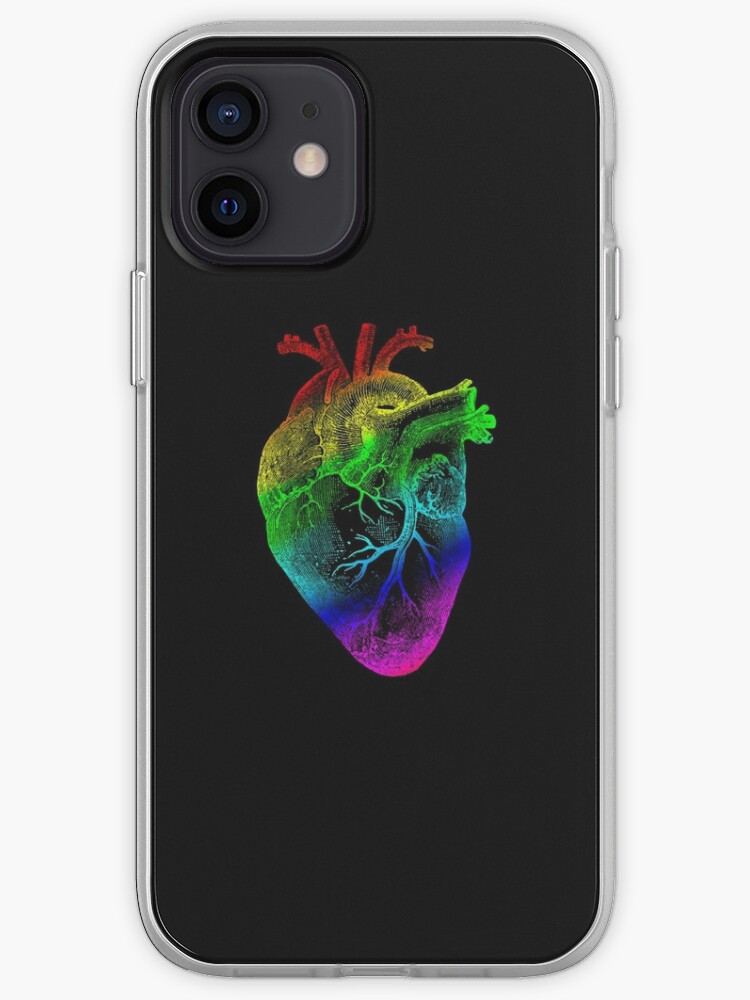 Regenbogen Herz Vintage Herz Anatomie Iphone Hulle Cover Von Stilleskygger Redbubble