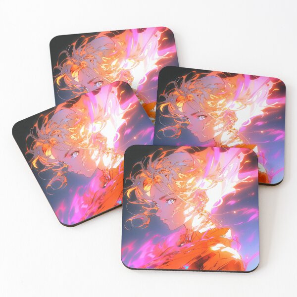 Item preview, Cool Glowing Magical Orange and Pink Anime Girl designed and sold by bubblegoth.
