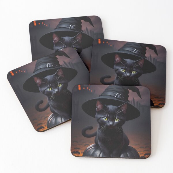 Item preview, a black kitten in a witch's hat. designed and sold by Sanyas88415.