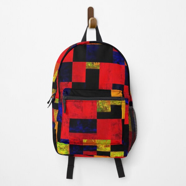 Item preview, Bright grunge red black orange dark blue patchwork designed and sold by ArtistSunny.