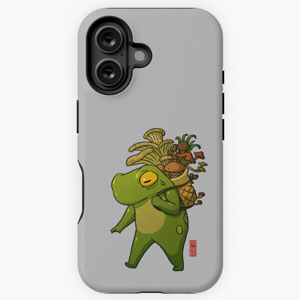 Item preview, cute frog mushroom picker art designed and sold by DingHuArt.