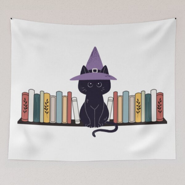 Item preview, Black Cat on Bookshelf designed and sold by radiantdark.