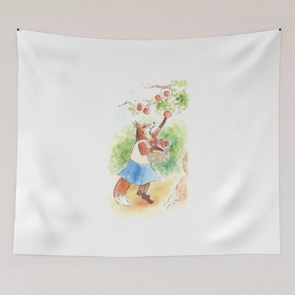 Item preview, Apple Picking Fox Watercolour designed and sold by Brett Miley.