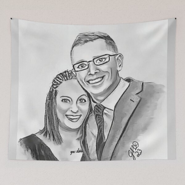 Item preview, Custom Portrait Drawing Young Couple  designed and sold by gleefulme.
