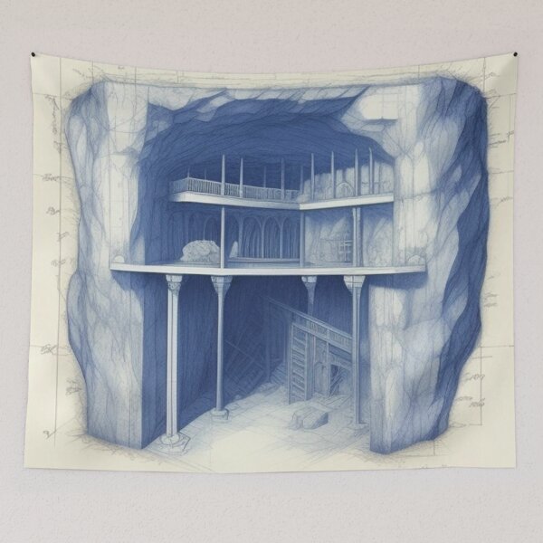 Item preview, Underground bunker blueprint  designed and sold by Roxburylane.