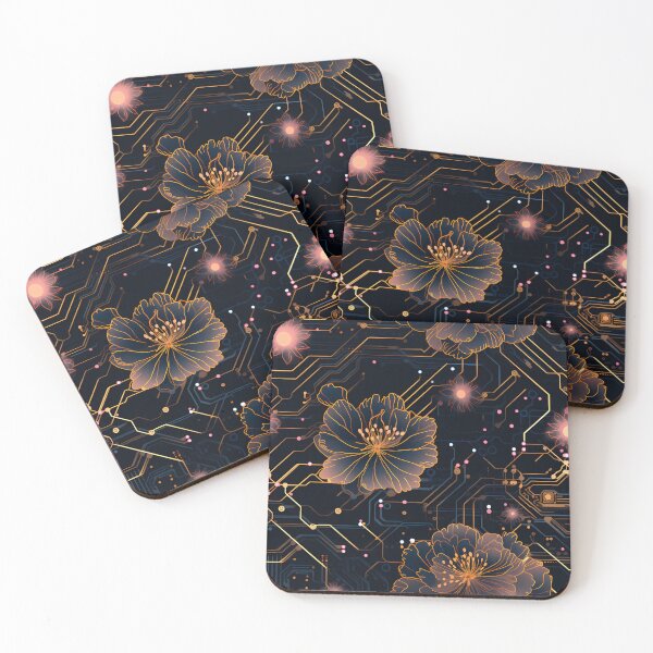 Item preview, Cyberpunk Flowers and Circuitry Pattern designed and sold by SchorlCraft.