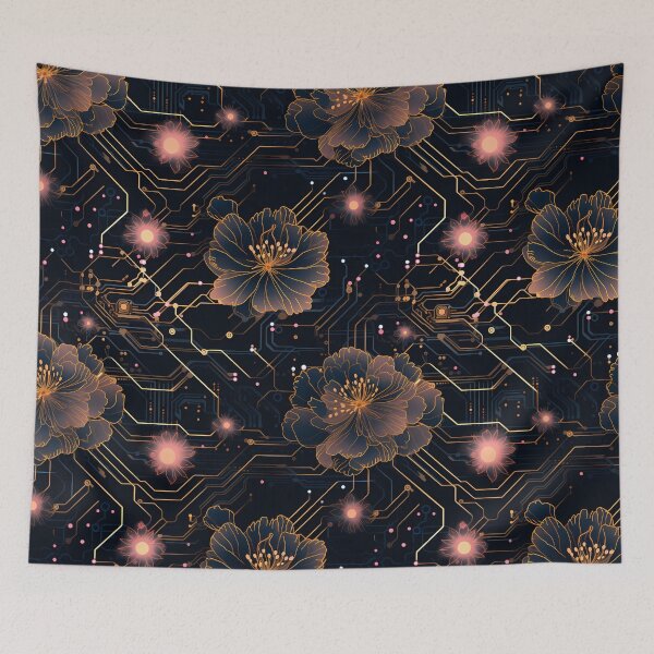 Item preview, Cyberpunk Flowers and Circuitry Pattern designed and sold by SchorlCraft.