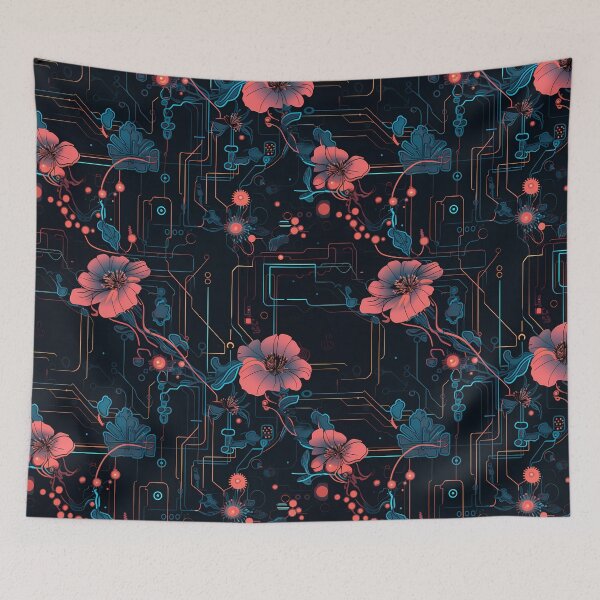 Item preview, Cyberpunk Flowers and Circuitry Pattern designed and sold by SchorlCraft.