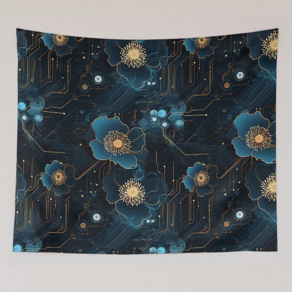 Item preview, Cyberpunk Flowers and Circuitry Pattern designed and sold by SchorlCraft.