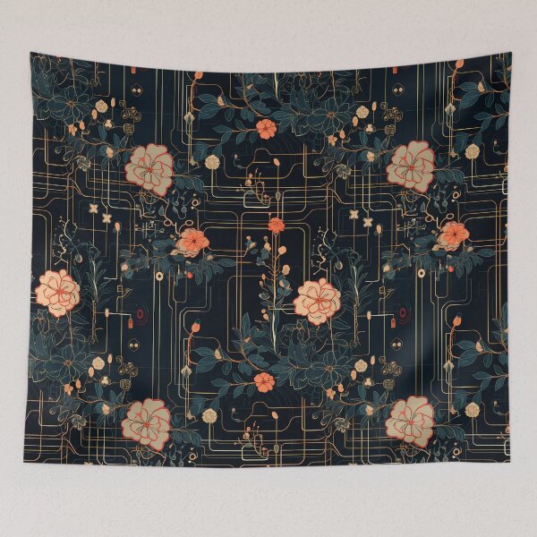Item preview, Cyberpunk Flowers and Circuitry Pattern designed and sold by SchorlCraft.