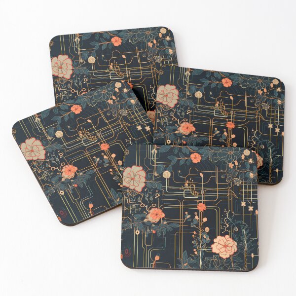 Item preview, Cyberpunk Flowers and Circuitry Pattern designed and sold by SchorlCraft.