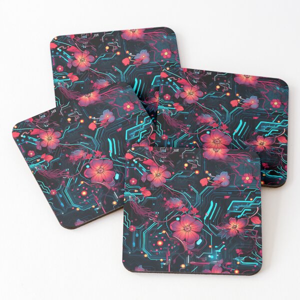 Item preview, Cyberpunk Flowers and Circuitry Pattern designed and sold by SchorlCraft.