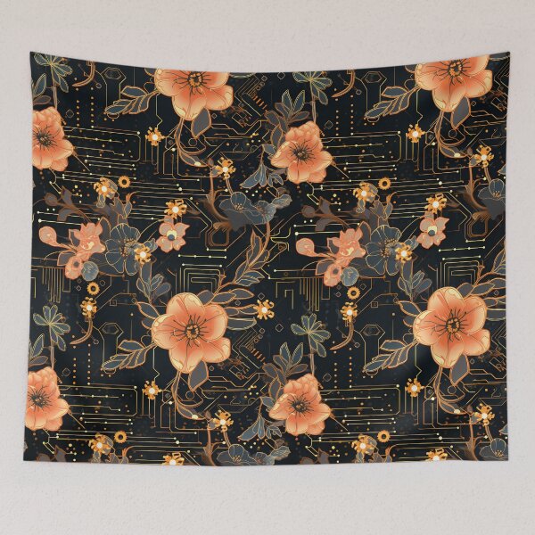 Item preview, Cyberpunk Flowers and Circuitry Pattern designed and sold by SchorlCraft.