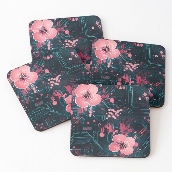 Item preview, Cyberpunk Flowers and Circuitry Pattern designed and sold by SchorlCraft.