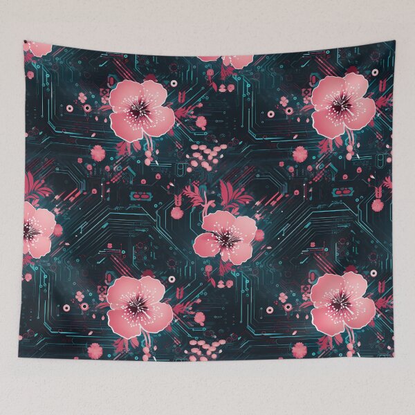 Item preview, Cyberpunk Flowers and Circuitry Pattern designed and sold by SchorlCraft.