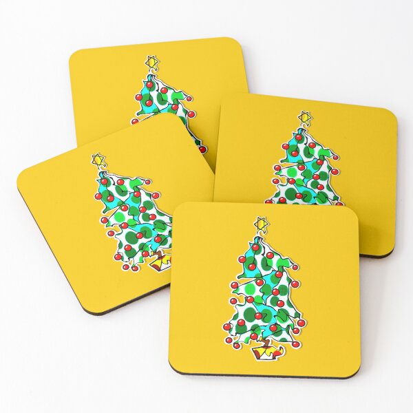 Item preview, "Go With The Flow Christmas Tree" | Yellow Background designed and sold by LiseHoltArt.
