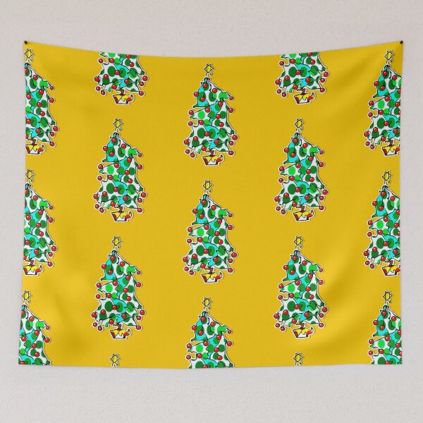 Item preview, "Go With The Flow Christmas Tree" | Yellow Background designed and sold by LiseHoltArt.