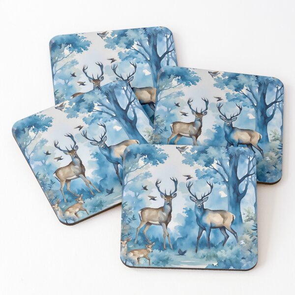 Item preview, Aubusson tapestry style deer in the forest watercolor seamless pattern designed and sold by SophieClimaArt.