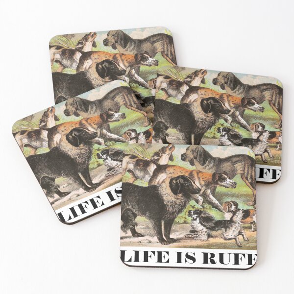 Item preview, Life is Ruff Foxhound Pointer King Charles Spaniel Vintage Chromolithograph Dog Lover Gift designed and sold by ElegantTeaTime.