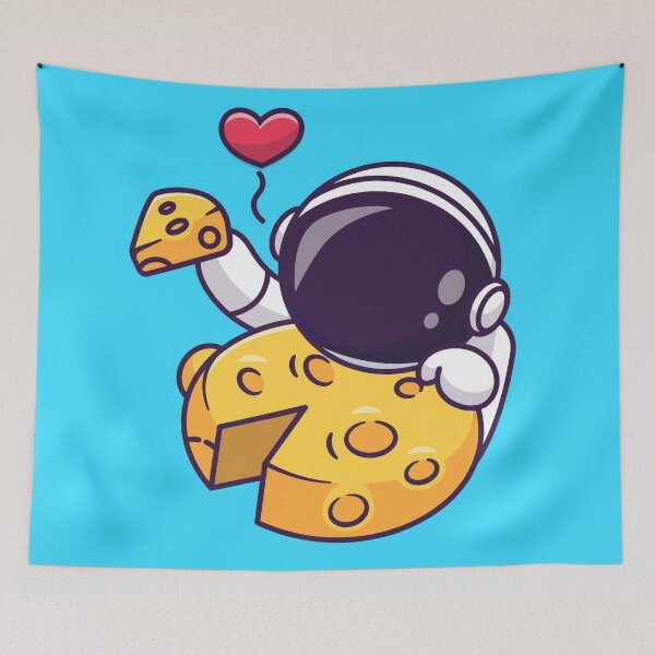 Item preview, Cute Astronaut Eating Cheese on the Moon Cartoon Vector Icon Illustration designed and sold by hjian8219.