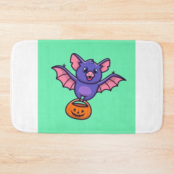 Item preview, Cute Bat with Pumpkin Halloween Cartoon Icon Illustration designed and sold by hjian8219.