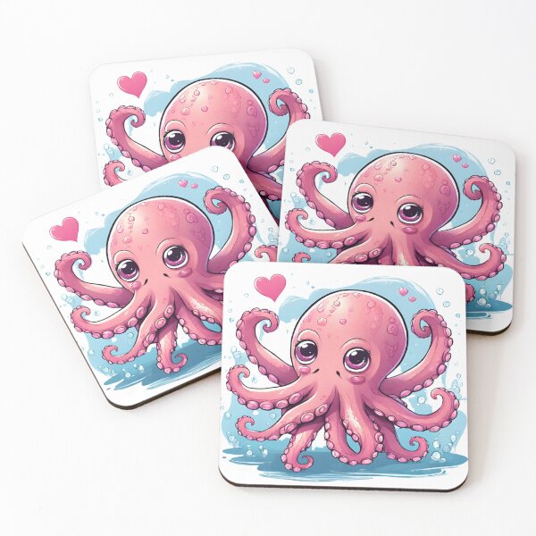 Item preview, Little pink octopus with a pink heart designed and sold by ExtraSilver.