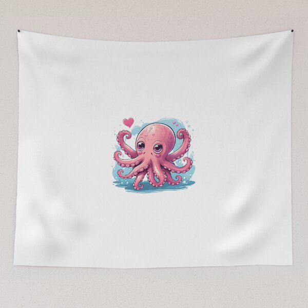 Item preview, Little pink octopus with a pink heart designed and sold by ExtraSilver.