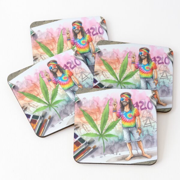 Item preview, Artsy Peace Hippie 420 Watercoloring Poster Canvas Print designed and sold by WooshiArt.
