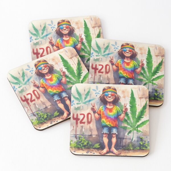 Item preview, Artsy Peace Hippie 420 Watercoloring Poster Canvas Print designed and sold by WooshiArt.