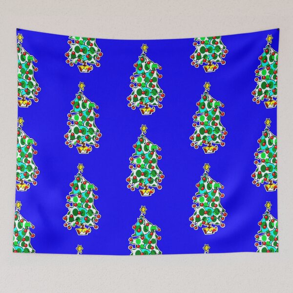 Item preview, "Go With The Flow Christmas Tree" | Blue Background designed and sold by LiseHoltArt.