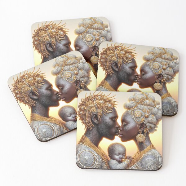 Item preview, Highly Decorated Mandinka Family With Baby designed and sold by caribarts.