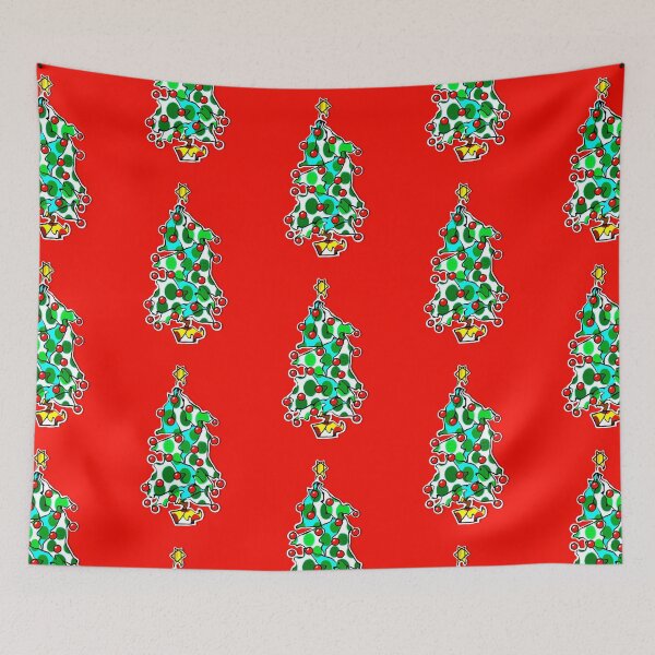 Item preview, "Go With The Flow Christmas Tree" | Red Background designed and sold by LiseHoltArt.