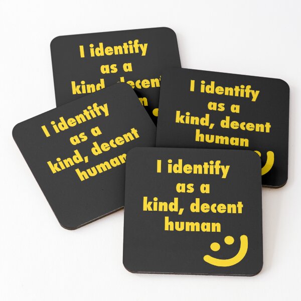 Item preview, I identify as a kind, decent human (yellow) designed and sold by Orange-Dot-O.