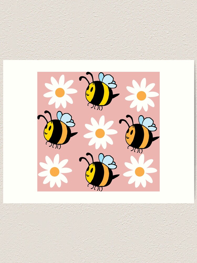 Alternate view of Chubby Bees With Daisies Art Print