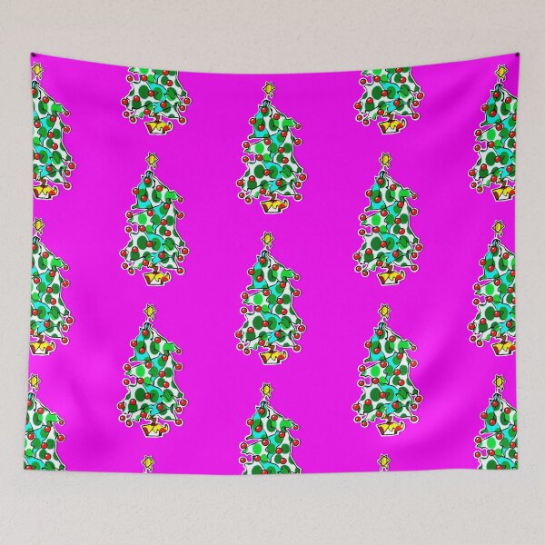 Item preview, "Go With The Flow Christmas Tree" | Pink Background designed and sold by LiseHoltArt.