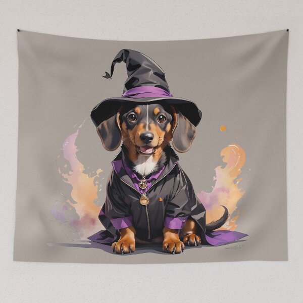 Item preview, Halloween dachshund witch designed and sold by DevushkaStore.