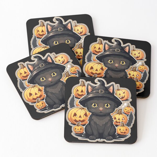 Item preview, Spooky Black Cat - Potions and Pumpkins designed and sold by LollingLlamaLab.