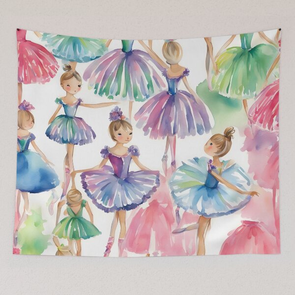 Item preview, Little Ballerinas watercolor illustration designed and sold by SophieClimaArt.