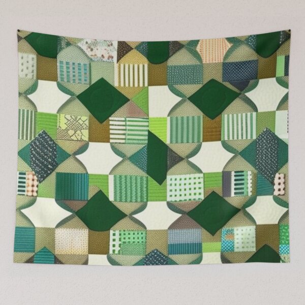 Item preview, Vintage Patchwork quilt green  designed and sold by Roxburylane.