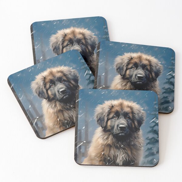 Item preview, little Leonberger puppy outside in winter in the snow designed and sold by WallyPink.