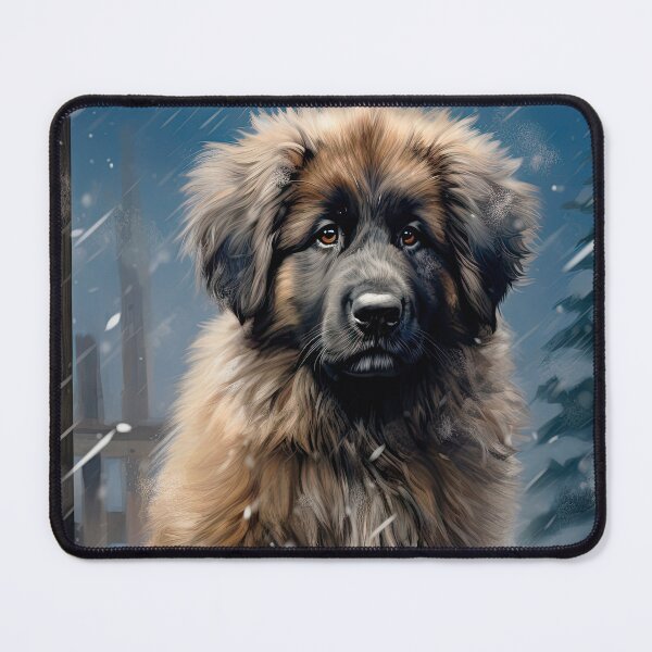 Item preview, little Leonberger puppy outside in winter in the snow designed and sold by WallyPink.