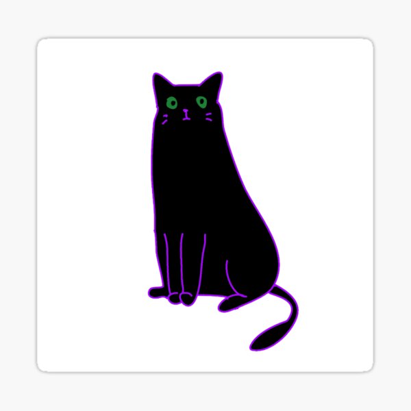 Sticker black Cat Cute Meme Kitten Doodle 