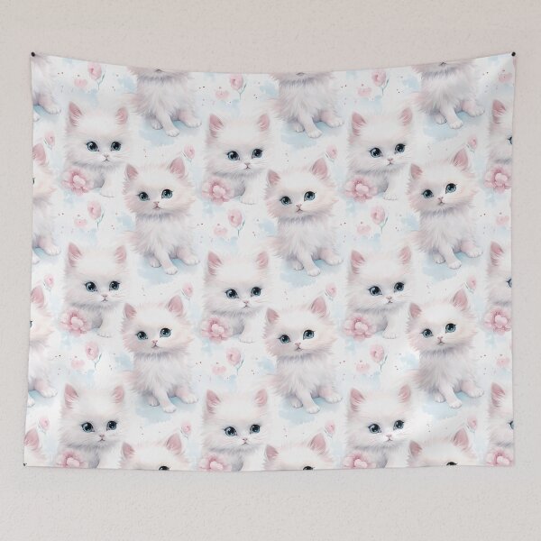Item preview, Little white cat seamless patterns  designed and sold by Paint U by Krisanee.