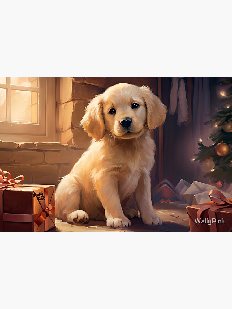 Gift Sticker : Golden Retriever Christmas Dog Present Pet Animal