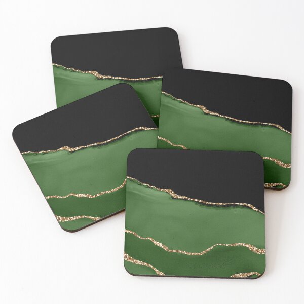 Item preview, Black Gold Glitter Green Agate designed and sold by FrshPaprieStdio.