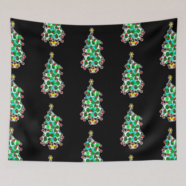 Item preview, "Go With The Flow Christmas Tree" | Black Background designed and sold by LiseHoltArt.