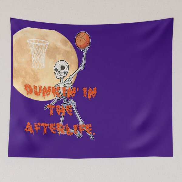 Item preview, Halloween Skeleton Slam Dunk: Journey to the Afterlife Moon with Skull Basketball Costume designed and sold by OminaArt.