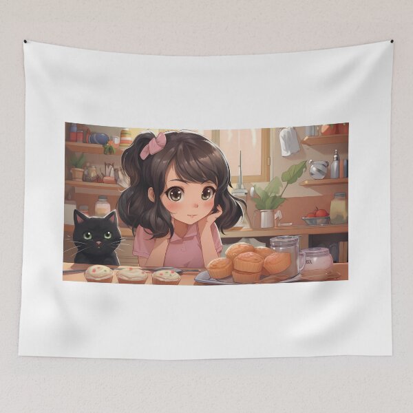 Item preview, kid and cat illustration  designed and sold by zambalala.