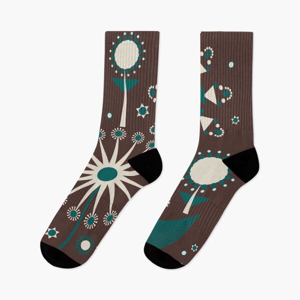 Item preview, Darkest chocolate brown and deep teal modern floral designed and sold by FrancesPoff.